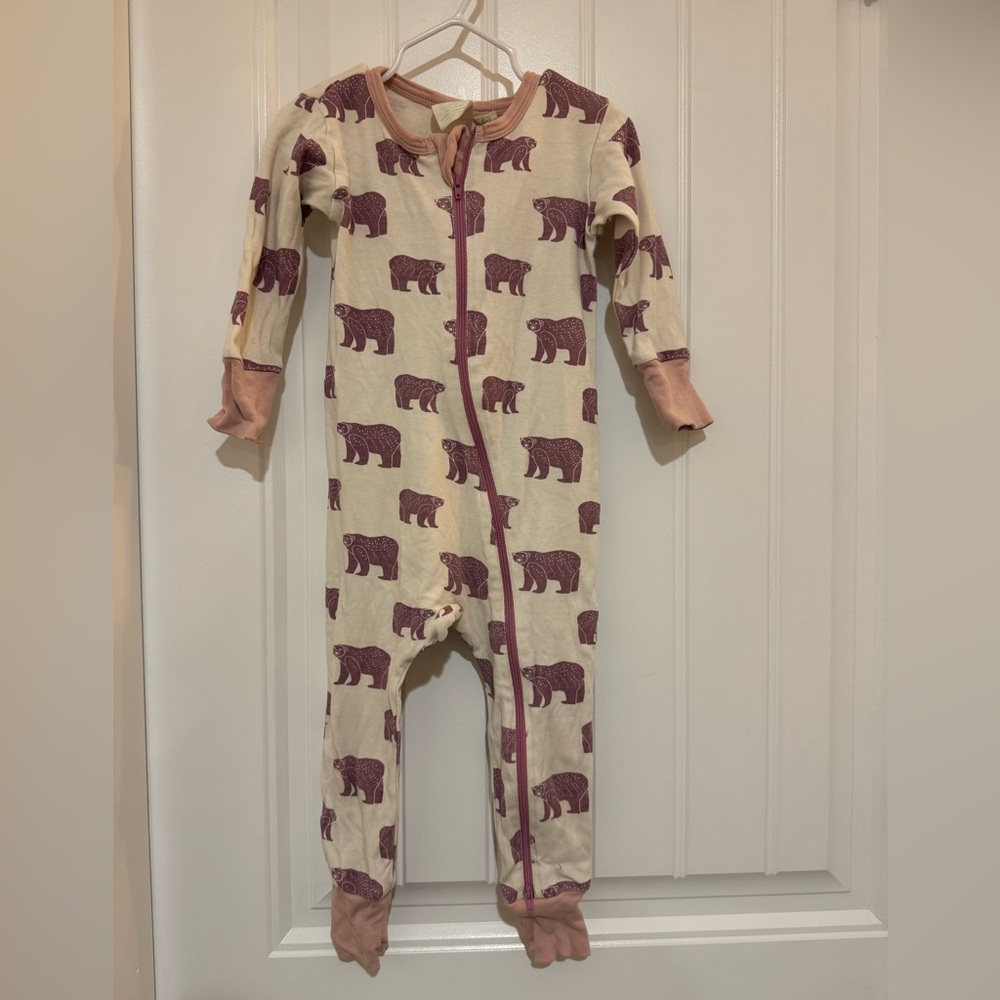 Parade Organics pink bear zip sleeper